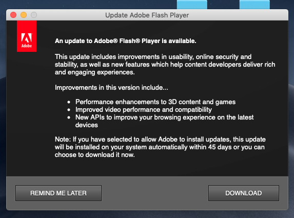 Adobe flash updates for mac